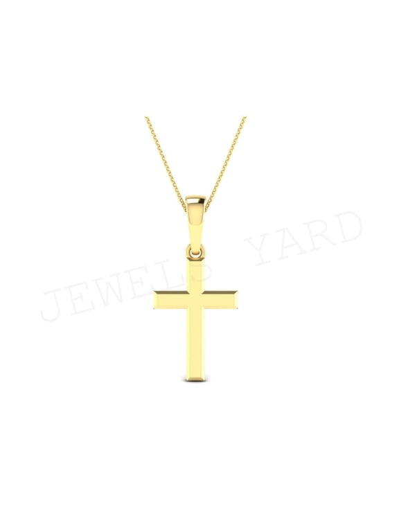 Dainty Cute Lucky Cross Triangle Tiny Pendant Necklaces for Women 14K Yellow Gold Plated Over 925 Sterling Silver