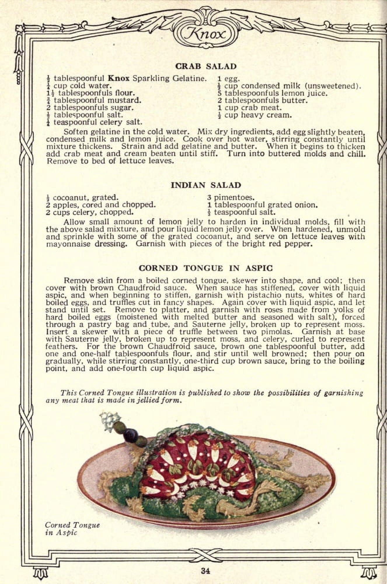 Dainty Deserts for Dainty People c1915 Corned Tonque in Aspic Canvas Art - (24 x 36)