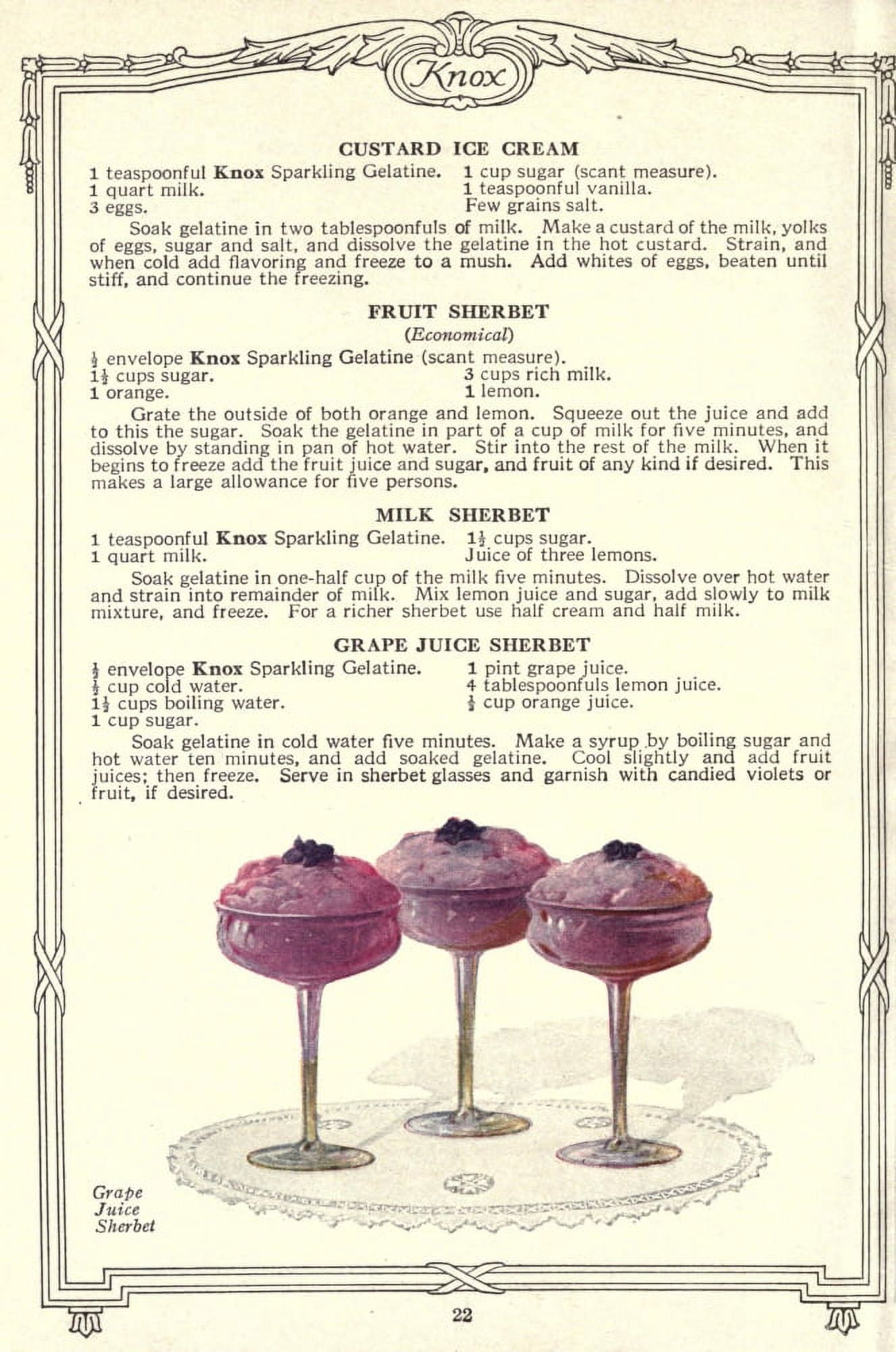 Dainty Deserts for Dainty People c1915 Grape Juice Sherbert Canvas Art - (18 x 24)