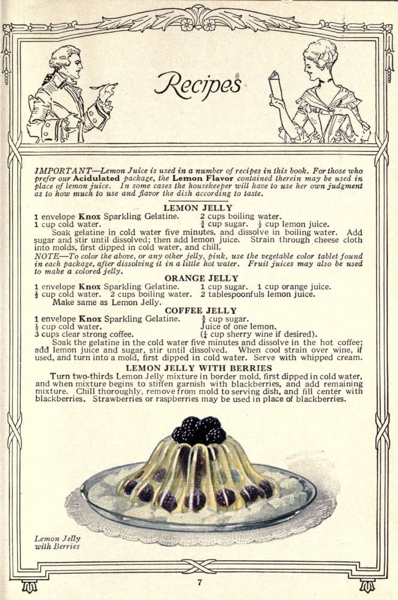 Dainty Deserts for Dainty People c1915 Lemon Jelly with Berries Canvas Art - (18 x 24)