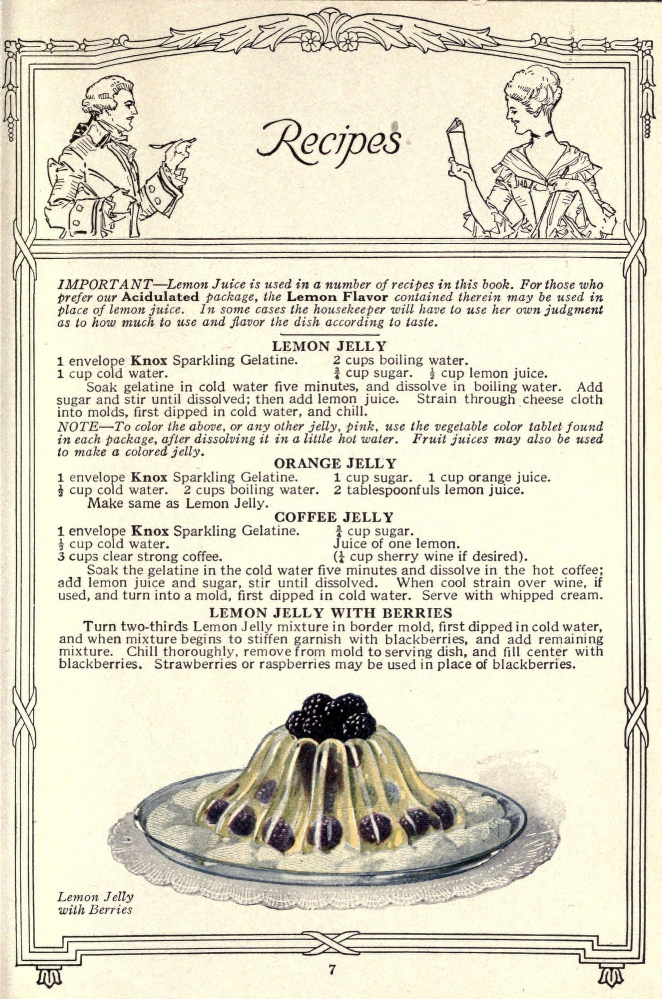 Dainty Deserts for Dainty People c1915 Lemon Jelly with Berries Canvas Art - (24 x 36)