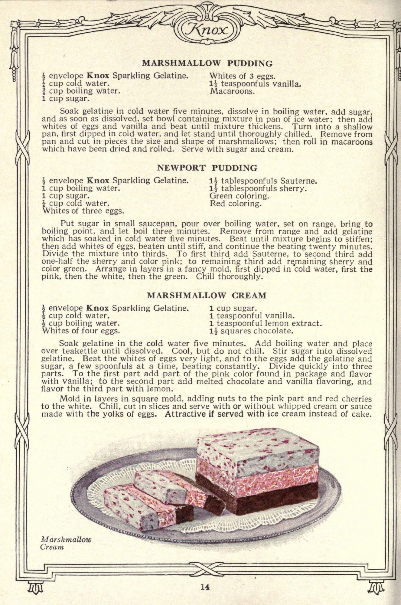 Dainty Deserts for Dainty People c1915 Marshmallow Cream Canvas Art - (24 x 36)