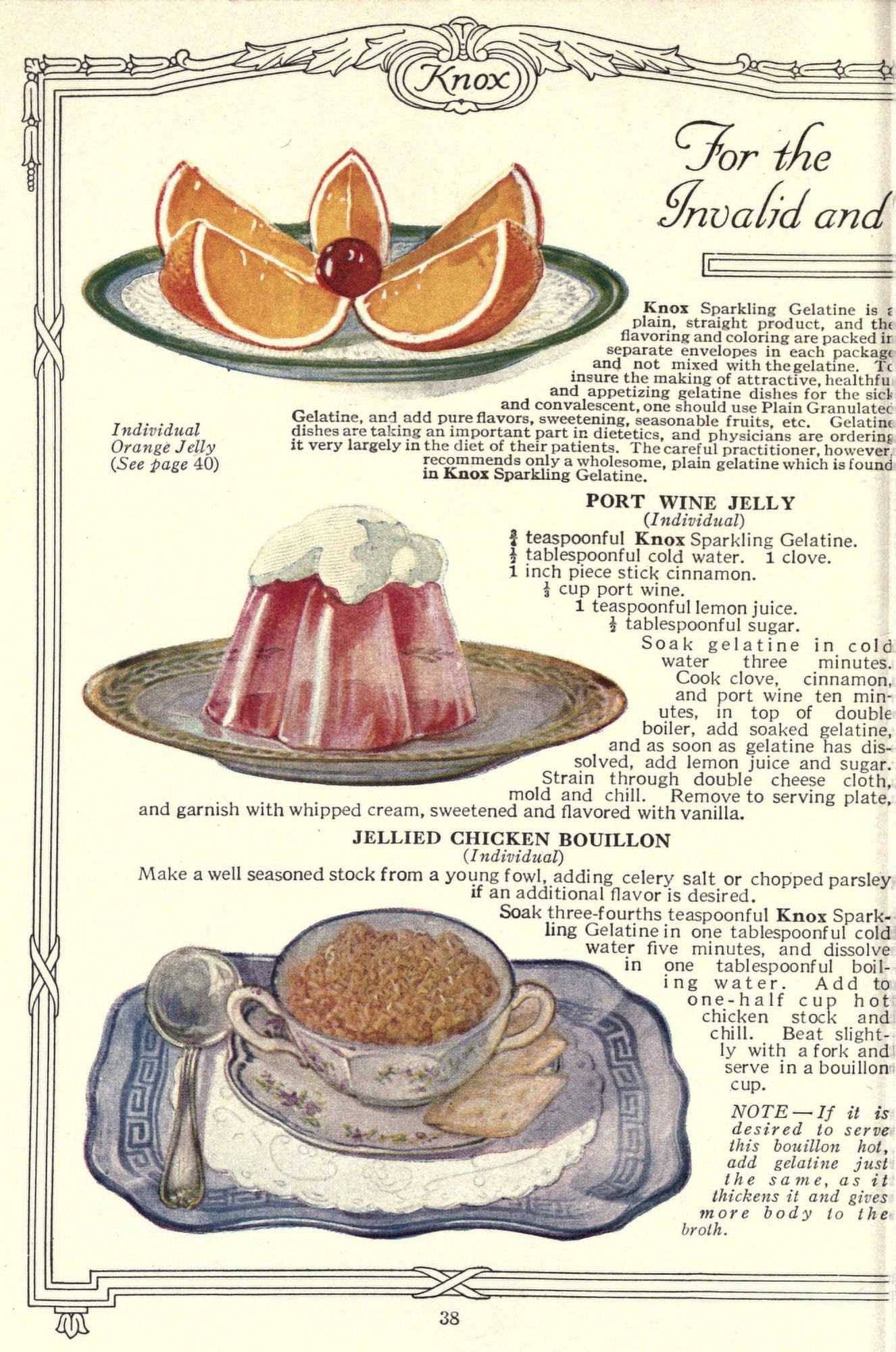 Dainty Deserts for Dainty People c1915 Orange Jelly Port Wine Jelly & Chicken Bouillon Canvas Art - (24 x 36)