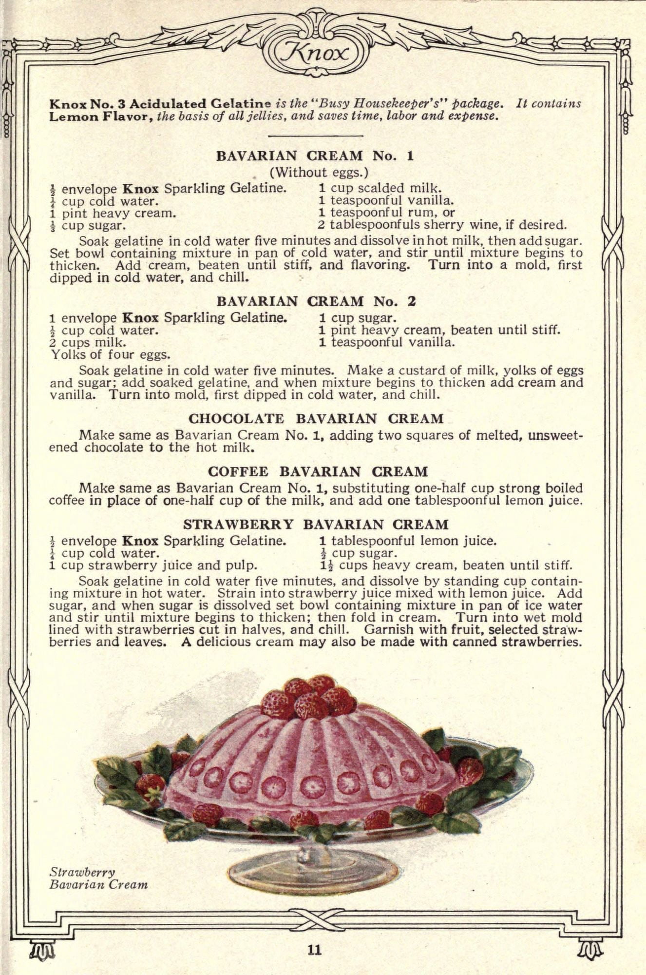 Dainty Deserts for Dainty People c1915 Strawberry Bavarian Cream Canvas Art -  (24 x 36)