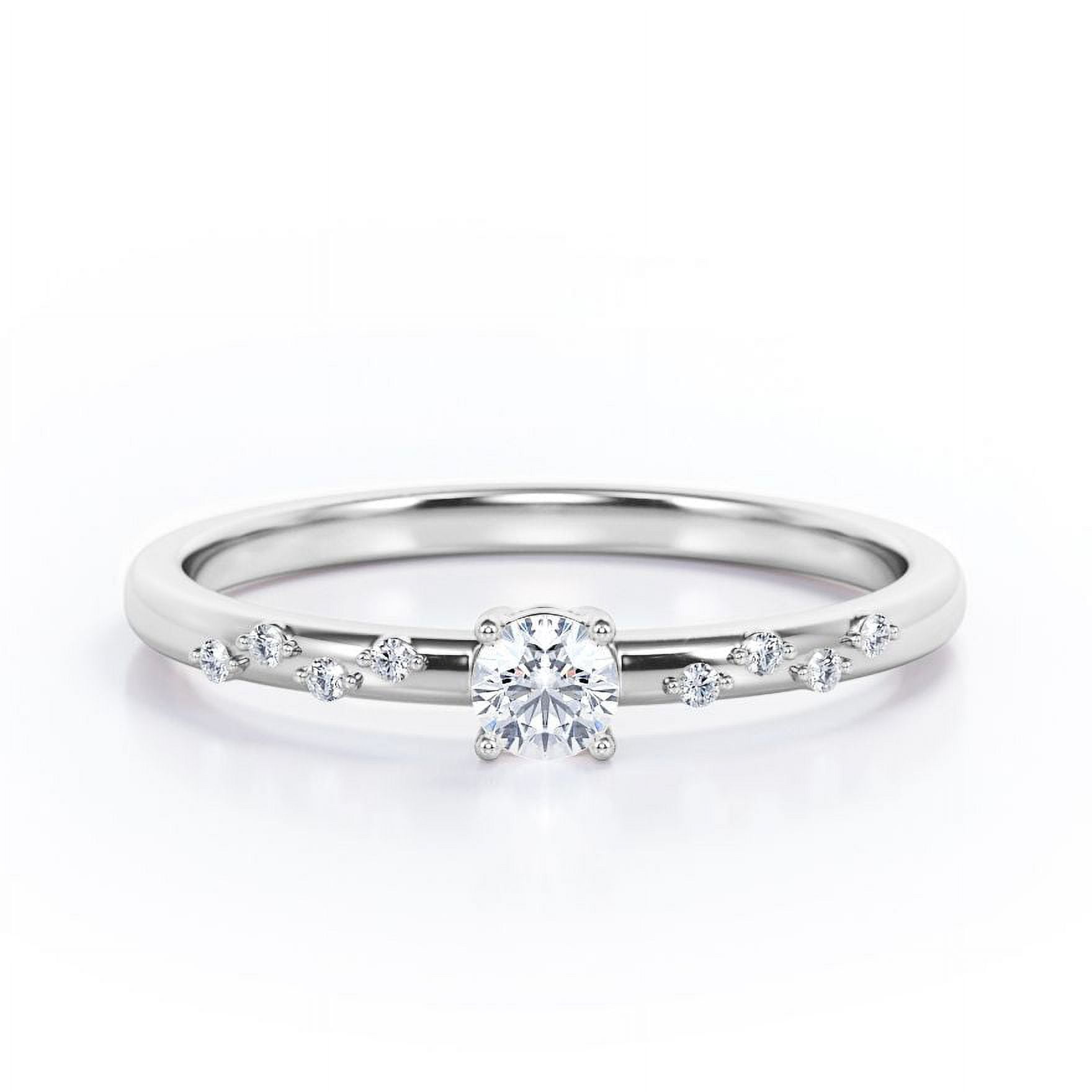 6 Prong Tension Design - 0.33 TCW Round Shaped Diamond - Flush Chanel  Wedding Ring Set - 10K Yellow Gold