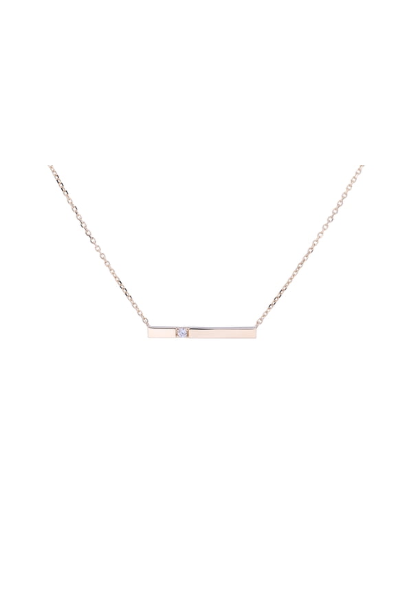 Dainty Diamond CZ Bar Necklace Choker in 14k Yellow Gold