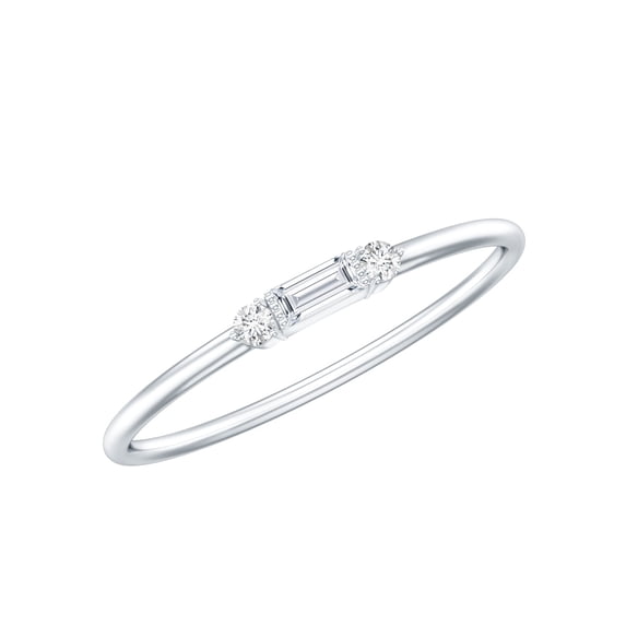 Rosec Jewels Dainty Diamond Promise Ring for Women (HI-SI Quality, April Birthstone), 925 Sterling Silver, US 9.00