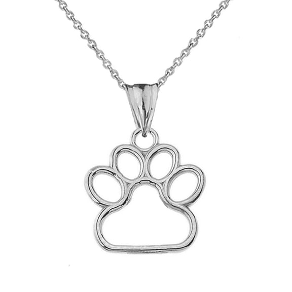 Dainty Dog Paw Print Pendant Necklace In Sterling Silver (0.66''), 18" Chain