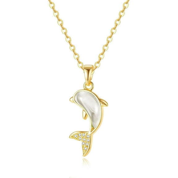 Dainty Dolphin Pendant Necklaces,Charming Plated Gold Small Delphis Clavicular Chain Necklace,Aesthetic Valentine's Day Jewelry Gift for Women