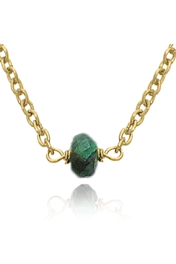 Emerald Pendant Necklace - Tiny Choker - 925 Sterling Silver 18K Gold Plated.