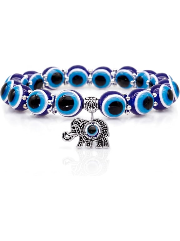 Dainty Evil Eye Bracelets for Women, Gold Plated Adjustable Evil Eye Lucky Amulet Chain Bracelet Jewelry Gifts