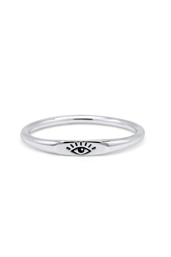 Dainty Evil Eye New Design Oxidized Thumb Ring Band 925 Sterling Silver Size 10