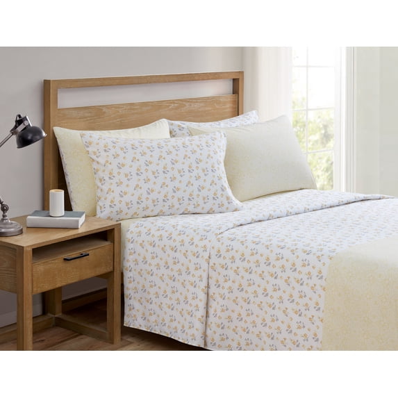 Dainty Floral Yellow 6 Piece Queen Sheet Set