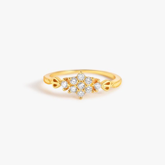 Dainty Flower Crystal 3A CZ  Cluster Ring
