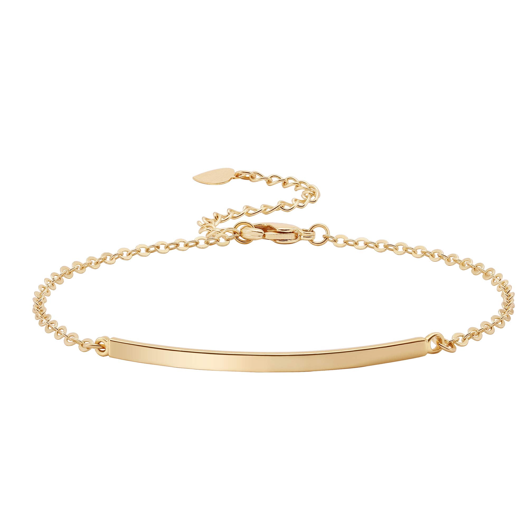 Dainty Gold Bar Bracelet for Women Simple Delicate Thin Cuff Bangle Hook  Bracelet 18K Gold Plated Handmade Minimalist Jewelry,Gold 
