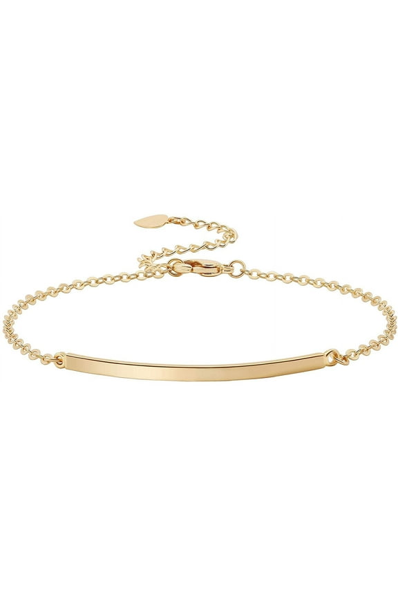 Dainty Gold Bar Bracelet for Women Simple Delicate Thin Cuff Bangle Hook Bracelet 18K Gold Plated Handmade Minimalist Jewelry