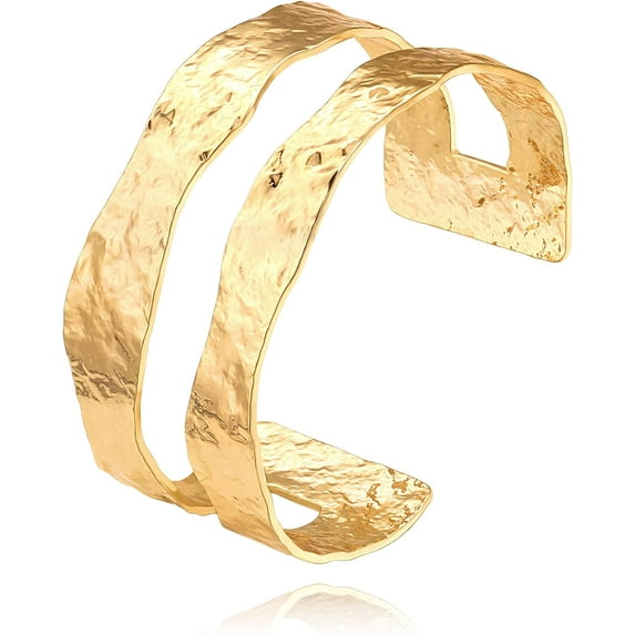 Dainty Gold Bar Bracelet for Women Simple Delicate Thin Cuff Bangle Hook Bracelet 18K Gold Plated Handmade Minimalist Jewelry