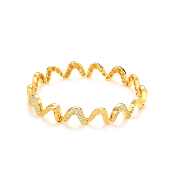 Dainty Gold Bracelet for Women Chunky Wave Twisted Charm Bracelet 925 Sterling Silver Bracelet Jewelry 5.9-7 Inch