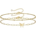 thumbnail image 1 of Dainty Gold Bracelets for Women, 14K Gold Plated Adjustable Layered Bracelet Cute Evil Eye Oval Chain Pearl Bar Turtle Gold Bracelets for Women Jewelry, 1 of 13