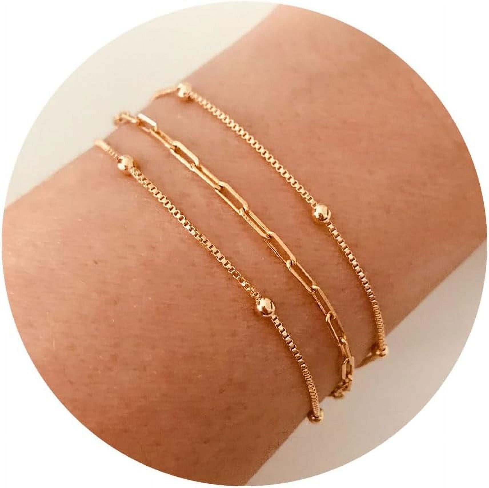 Foiled 18k gold bracelet set of 3 : Kevia | 18k Gold \u0026 Delicate Bracelet Set | Gold