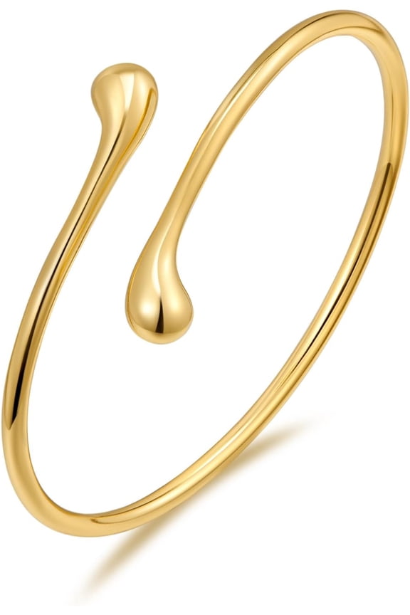 Dainty Gold Cuff Bracelets for Women Delicate Thin Wire Open Bangle Bracelets Stackable Minimalist Wrist Cuff Bracelets Flexible Adjustable Size