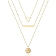 thumbnail image 1 of Turandoss Dainty 14K Gold Plated Layered Y-Necklaces Set for Women Adjustable Choker Hammered Disc Pendant Jewelry Trendy Personalized Birthday Gifts for Women Her, 1 of 8
