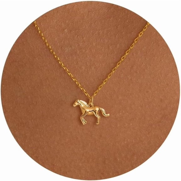 Dainty Gold Necklace -14K Gold -plated Shell Starfish Seahorse Bear Bat Dragon Bat Animal Necklace for Women 16.5"+2"
