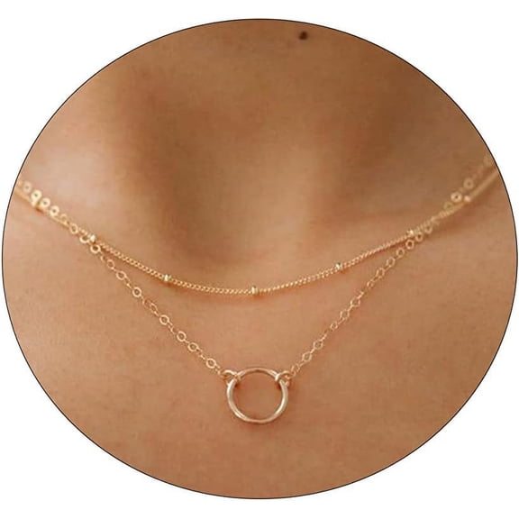 Dainty Gold Necklace For Women 14K Gold Plated Layered Satellite Necklaces Trible Layering Paper Clip Chain Link Necklace Everyday Jewelry[o3757]