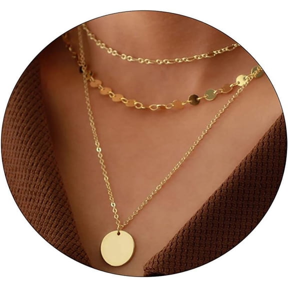 Dainty Gold Necklace For Women 14K Gold Plated Layered Satellite Necklaces Trible Layering Paper Clip Chain Link Necklace Everyday Jewelry[o3762]