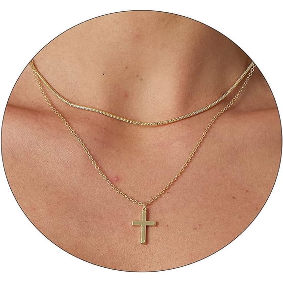 Dainty Gold Necklace For Women 14K Gold Plated Layered Satellite Necklaces Trible Layering Paper Clip Chain Link Necklace Everyday Jewelry[o3768]