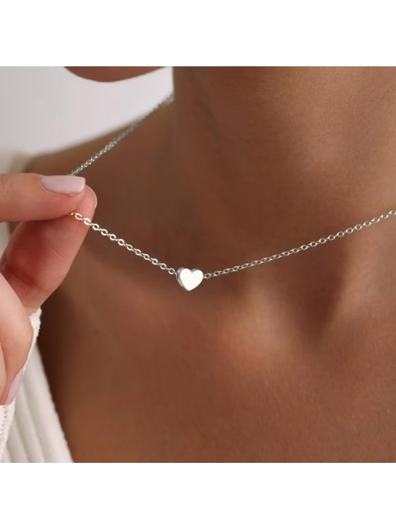 4 5 6 7 8 9 10 11 12 13 14 15 16 17 18 Year Old Birthday Gifts for Tween Teen Teenage Girl Gift Idea Dainty Wihte Gold Plated Tiny Heart Pendant Choker Necklace Women Cute Jewelry