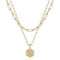 thumbnail image 1 of Dainty Gold Necklace for Women - 14K Solid Gold over Layering Necklaces for Women Cute Hexagon Letter Initial Necklaces for Women Gold Layered Necklaces for Women Jewelry Gifts, 1 of 7