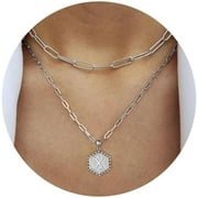 MOXUNLXJ Dainty Gold Necklace for Women Girls - 14K Gold Plated Initial Necklaces for Women Trendy | Personalized Cute Initial Necklace | Layered Gold Jewelry for Women Teen Girls Gifts