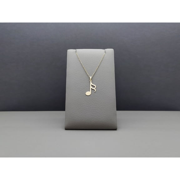 Dainty Gold Note Pendant Necklace in 9K White Gold, Musical Note Charm, Gift for Her, Music Jewelry, Thin Cable Chain