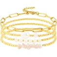 thumbnail image 1 of Dainty Gold Pearl Crystal Beaded Bracelets Set for Women 14K Real Gold Plated Bead Pearl Crystal Beads Bracelet Stake Paperclip Link Chain Bracelets Gold Bracelets for Women Trendy Jewelry, 1 of 6
