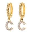 thumbnail image 1 of Dainty Gold Plated Initial Hoop Earrings Letter Alphabet Dangle Earrings Fashion Sparkly Rhinestone Letter Initial Pendant Drop Earrings For Women Valent Mother's Day Gifts for, 1 of 1