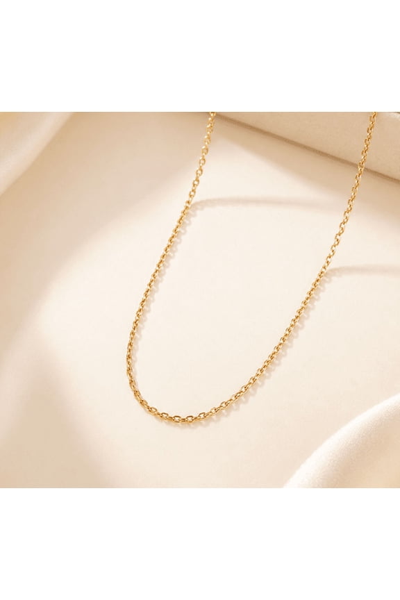 Dainty Gold Tone Copper Chain Necklace, 4mm Thin Everyday Necklace 50cm / 20Inch, Minimalist Link Chain Jewelry for Women Men, Simple Layering Chain Gift