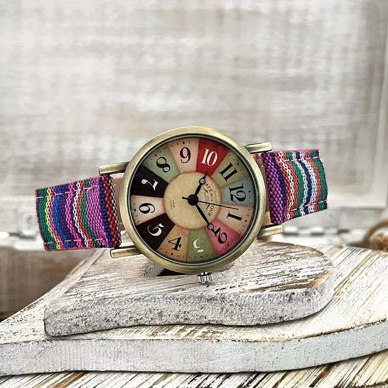 Dainty Gold Watches For Women Face Two Tone Stainless Steel Back To School Gifts Students WATCHES FOR WOMEN WITH MULTICOLOUR RAINBOW PATTERN Walmart