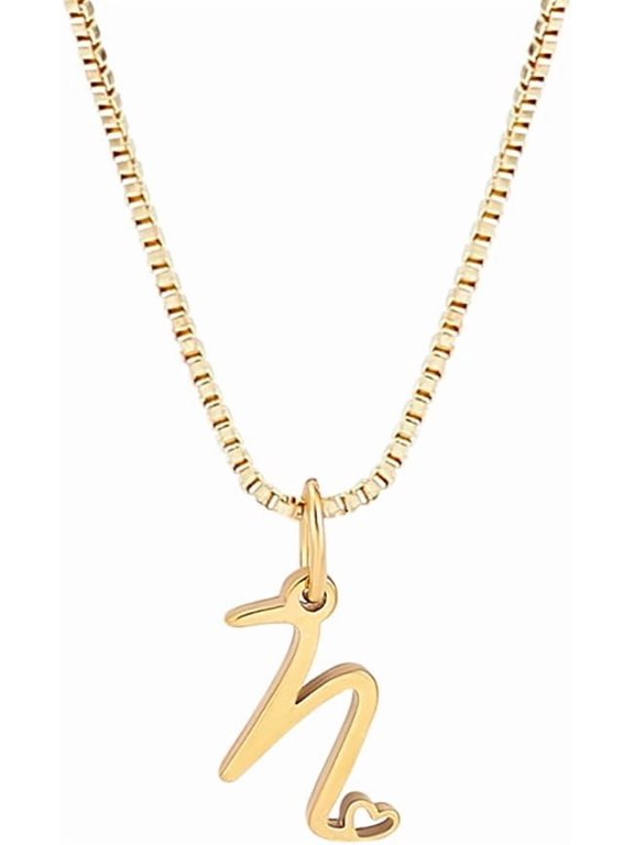 Dainty Golden Initial Necklace Handwriting Style Cute Personalized Monogram Name Necklace for Women Trendy Golden