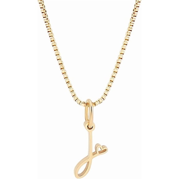 Dainty Golden Initial Necklace Handwriting Style Letter A-Z Necklace 18"with 2"extender Tiny Heart Initial Box Chain Necklace Cute Personalized Monogram Name Necklace for Women TrendyGolden