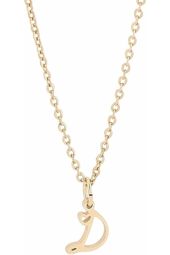 Dainty Golden Initial Necklace for Women Handwriting Style Letter A-Z Necklace 18 inch Tiny Heart Initial Necklace 304 Stainless Steel Personalized Monogram Name Necklace for Women Trendy Letter V