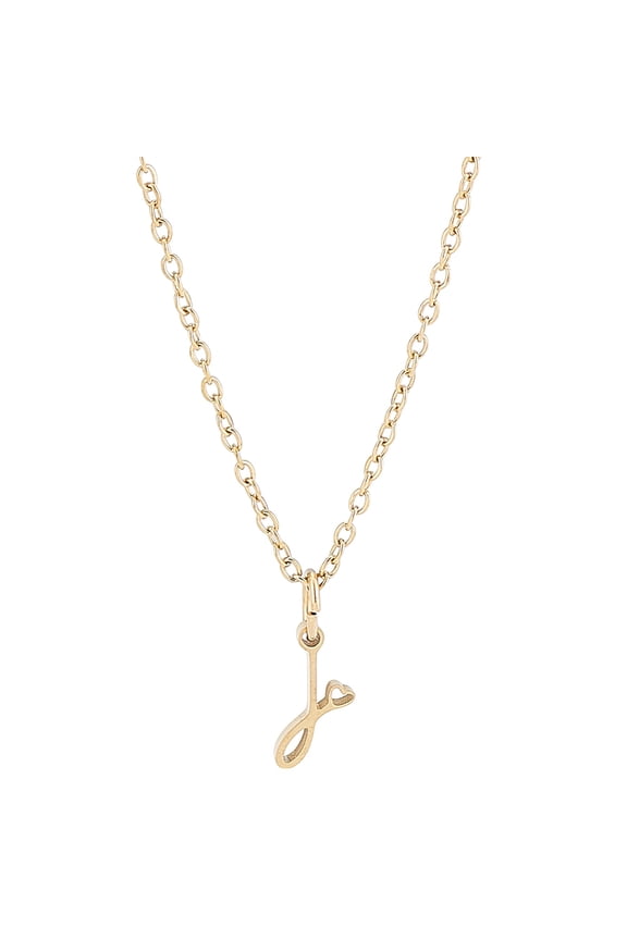Dainty Golden Initial Necklace for Women Handwriting Style Letter J Necklace 18 inch Tiny Heart Initial Necklace