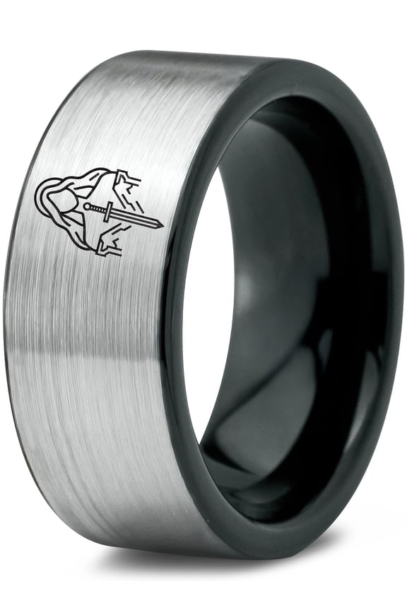 Gamer Textured Grey Ring Tungsten Rings Graduation Gift Customized Gifts Chunky Jewelry