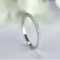 Dainty Half Eternity Ring Round Cut Diamond Wedding Band Sterling Silver 14k Rose Gold Plated Stackable Ring Size 6