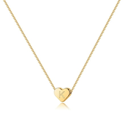 Tingn Dainty Heart Initial Necklace for Women Tiny Heart Birthday Jewelry Gifts