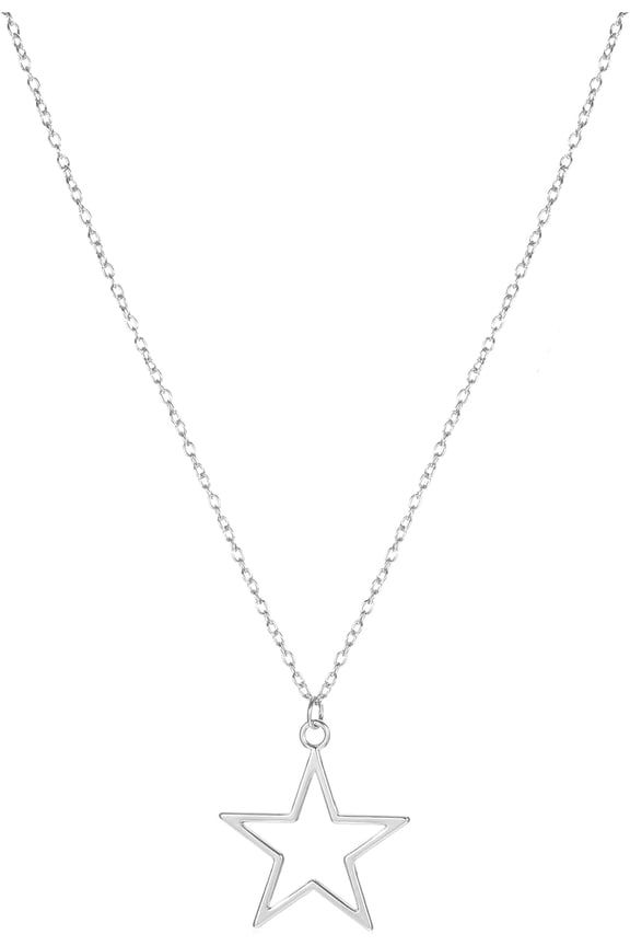 Dainty Hollow Star Pendant Necklace for Men Women, Stainless Steel Silver Star Necklace Minimalist Stars Pendant Necklaces Adjustable Chain Christmas Party Trendy Jewelry Gift[k7188]