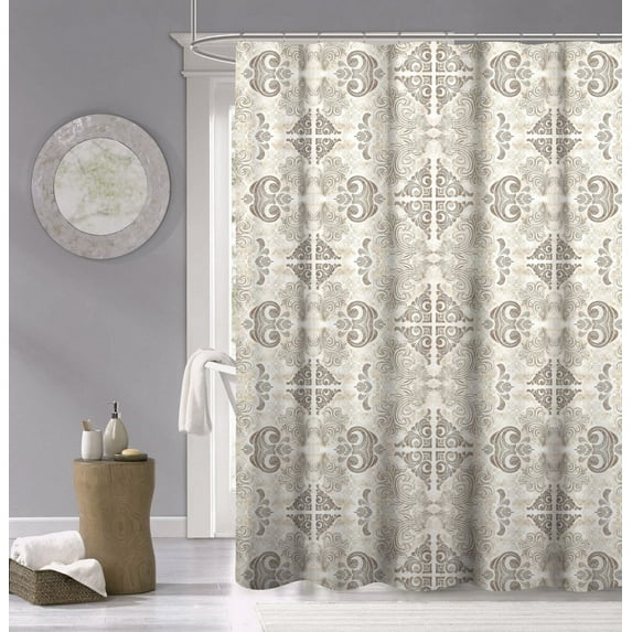 Dainty Home 100% Cotton Mosaic Fabric Shower Curtain, 70''W x 72''L