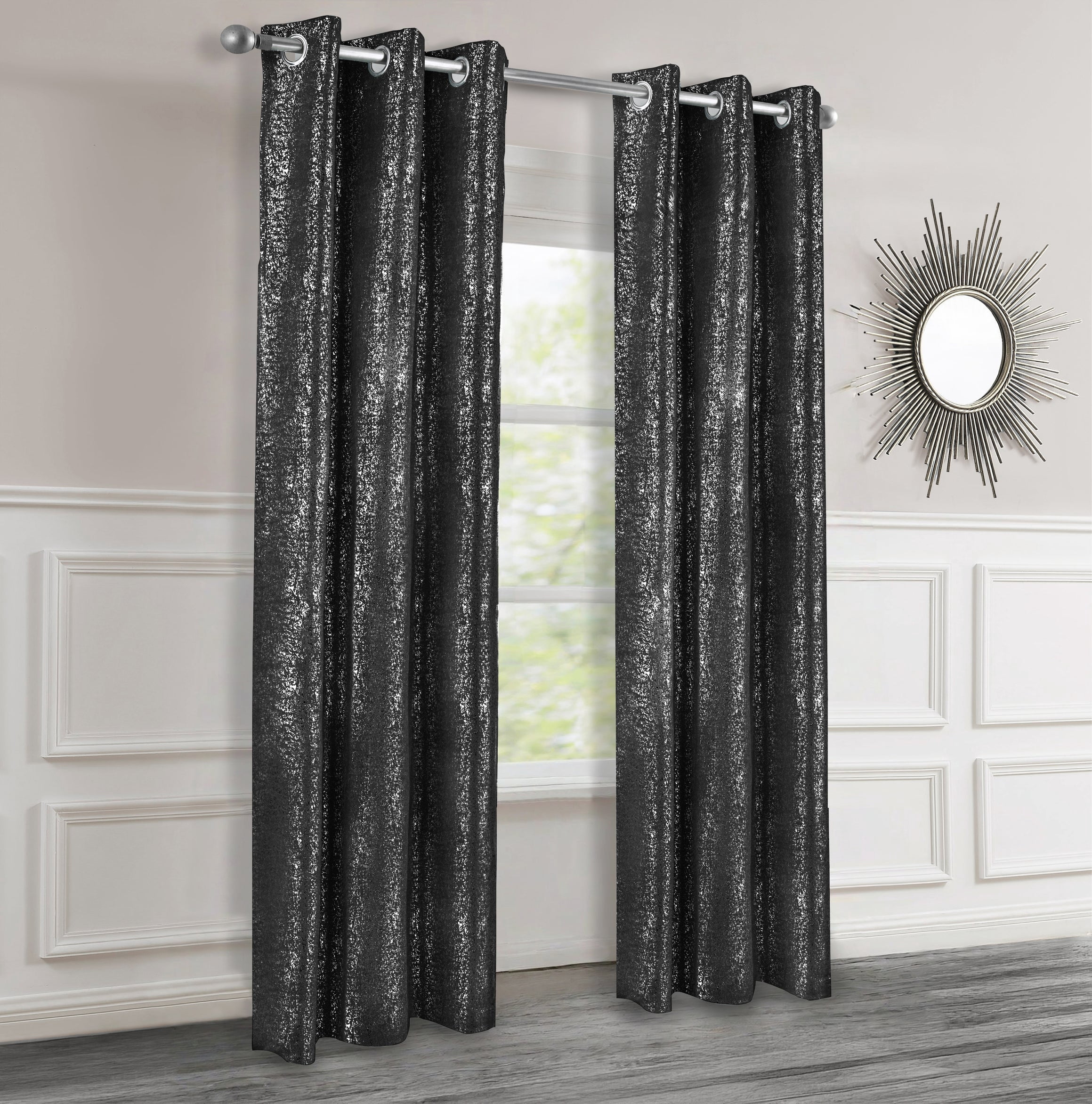 Dainty Home 2-Pack Blackout Grommet Curtain Panels, Shimmer Textured, 38"x84"