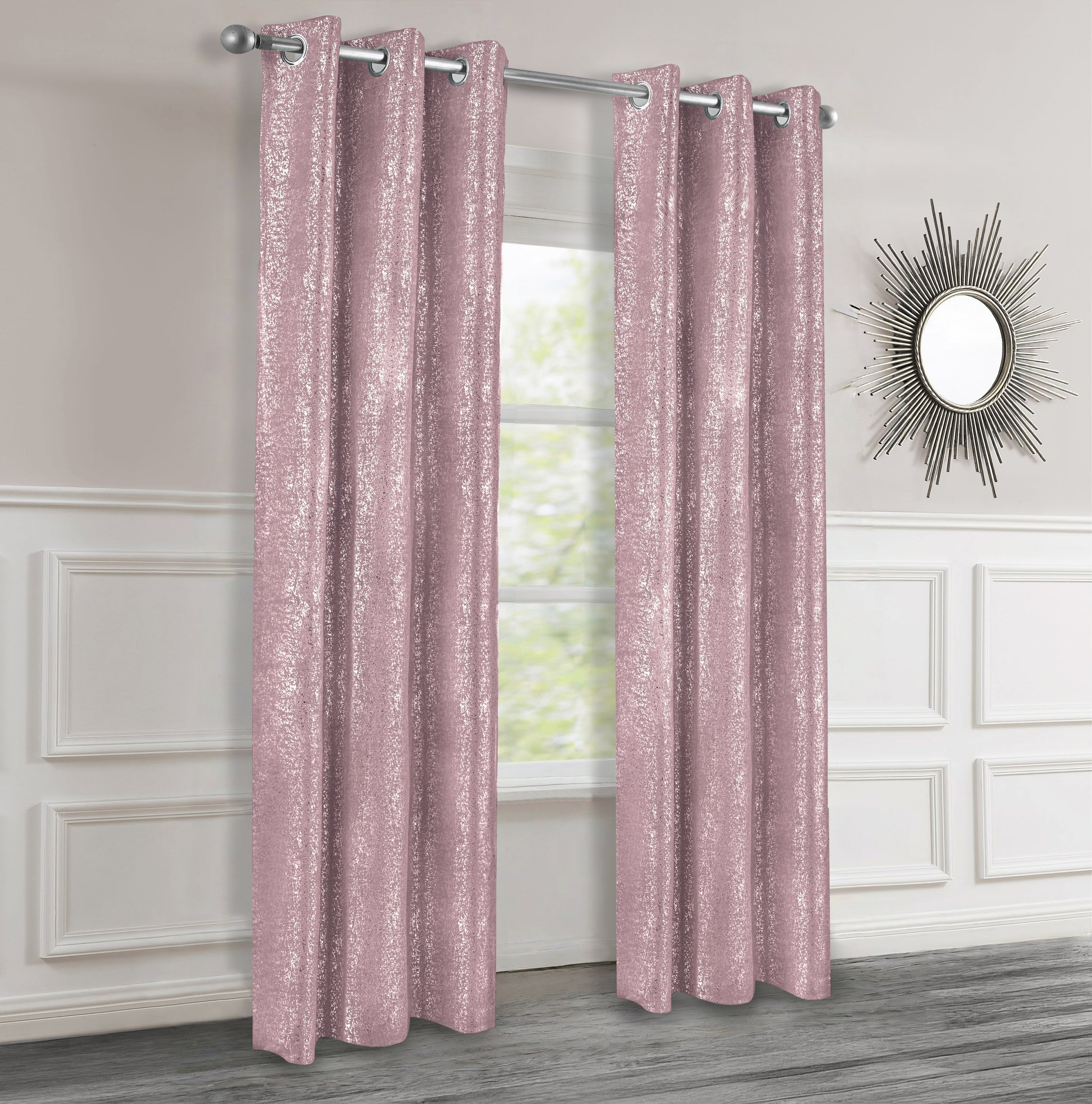 Dainty Home 2-Pack Blackout Grommet Curtain Panels, Shimmer Textured, 38"x84"