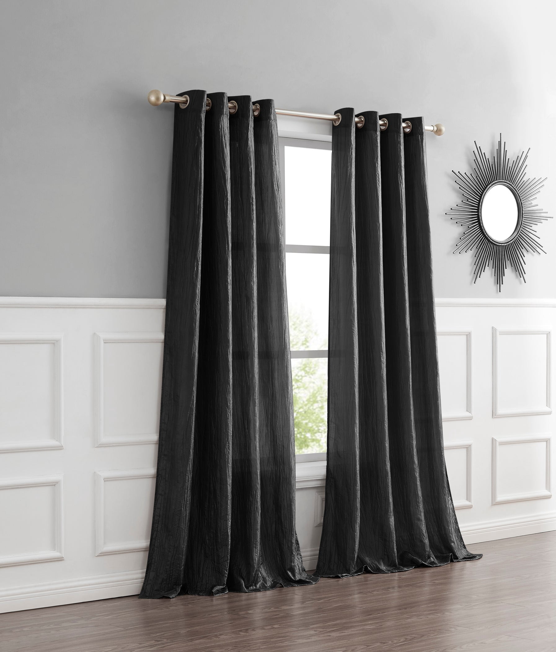 Dainty Home 2-Pack Light Filtering Grommet Curtain Panels, Crushed Taffeta, 54"x84"